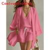 Summer Casual Set For Women With Sleeveless Cardigan And Shorts Made Of Cotton Linen For Relaxed Wear