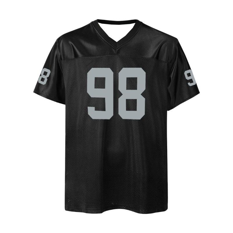 #98 Retro Black Breathable Sports Jersey V-Neck Football Jersey Athletic Football Shirt Practice Sports Uniform Sweatshirt Moto