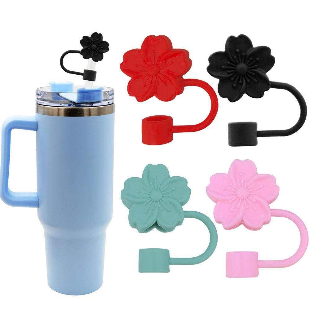 Flower Shape Straw Cover Caps Soft Silicone Straw Tips Lids Reusable Dust-Proof Straw Topper for Stanley Cup Party Decor