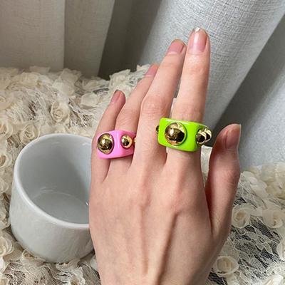 Anello da dito Anello geometrico con sfera in metallo per tutte le donne alla moda per la festa