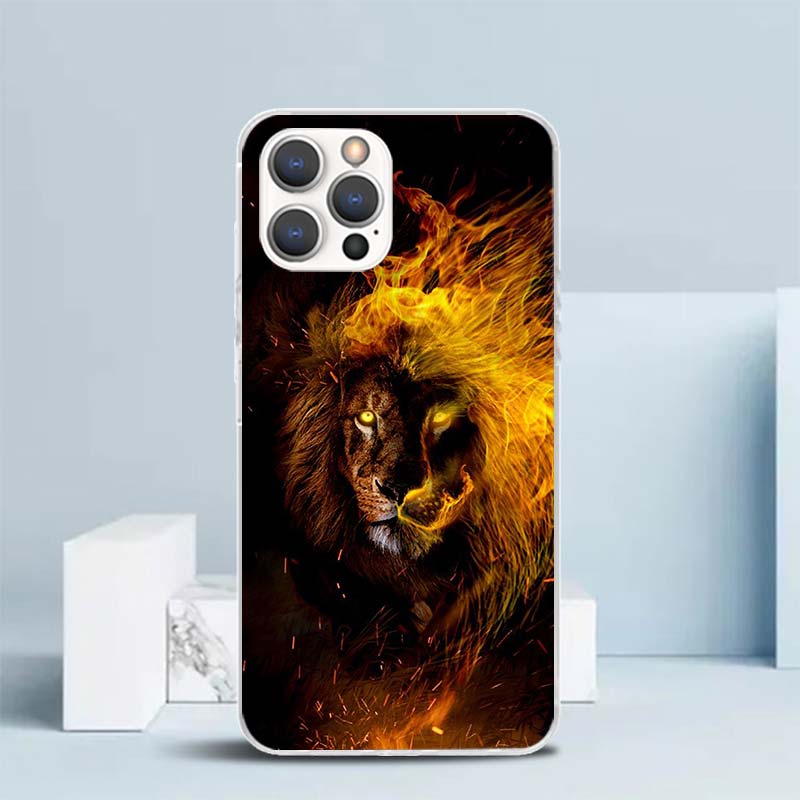 Lion Alpha Male Cub Soft Cover for iPhone 16 17 Air 15 14 Pro Max 16E Phone Case 13 Mini 12 11 7 SE 8 Print Pattern Fit Cases 16