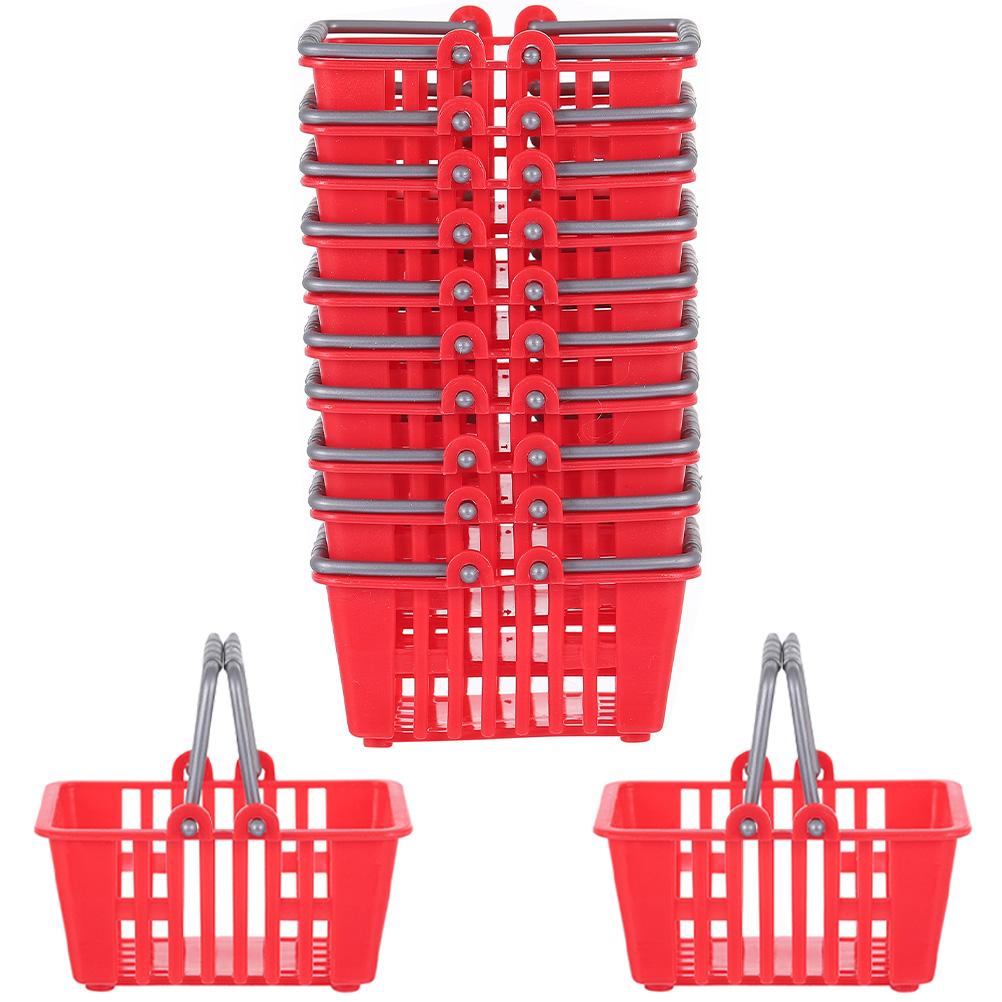 

Mini Shopping Basket Small Miniature Pretend Desktop Storage Baskets Playing House Toy Kids 6.5X4.5X3.5CM красный
