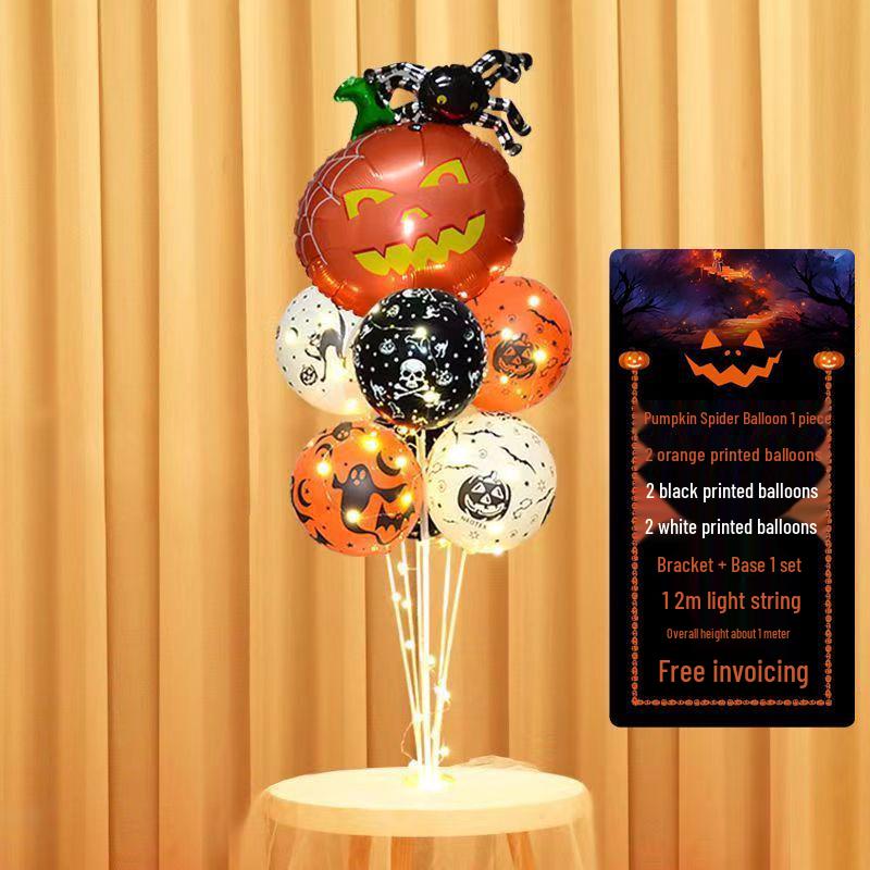 Halloween Pumpkin Skeleton Balloon Columns for Party and Event Decoration