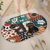 Cartoon Bathroom Floor Mat, Bathroom Sari Hemp Foot Pad, Toilet Door Non-Slip Absorbent Pad, Quick-Drying Carpet
