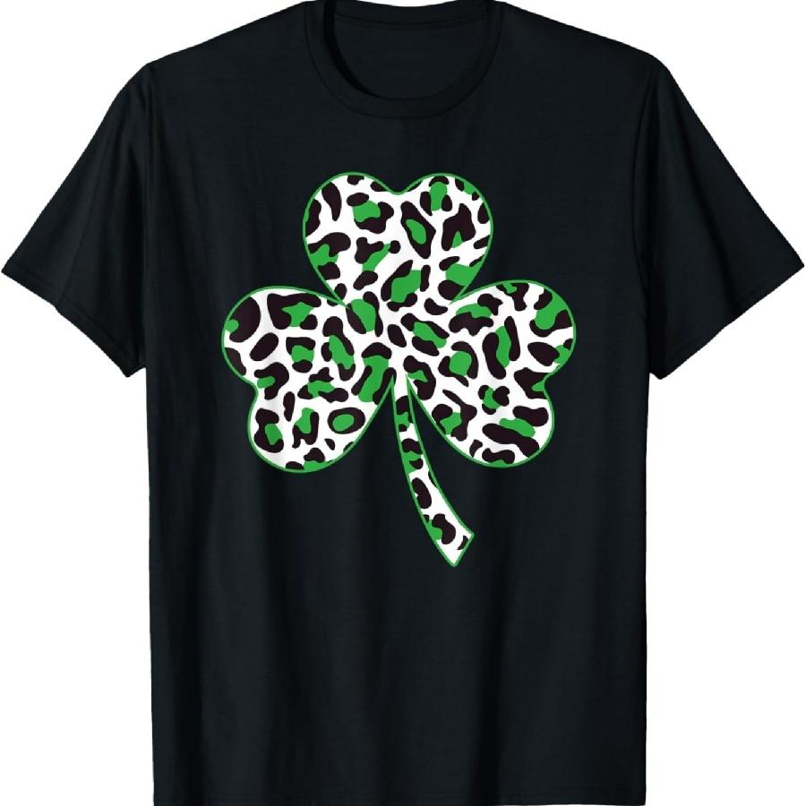 Unisex T-shirt Cute Shamrock Leopard Print St Patricks Day Irish Pattern T-Shirt