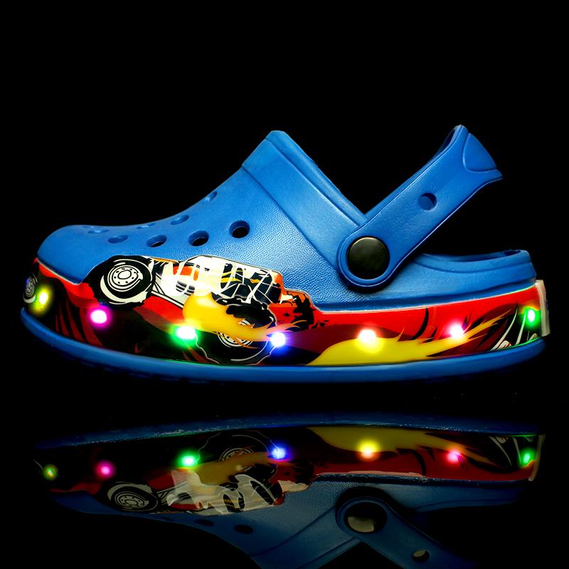 Summer Baby Girls Led Light Sandals Cute Cartoon Children's Casual Shoes Anti-slip Kids Beach Shoes Outdoor Shoes