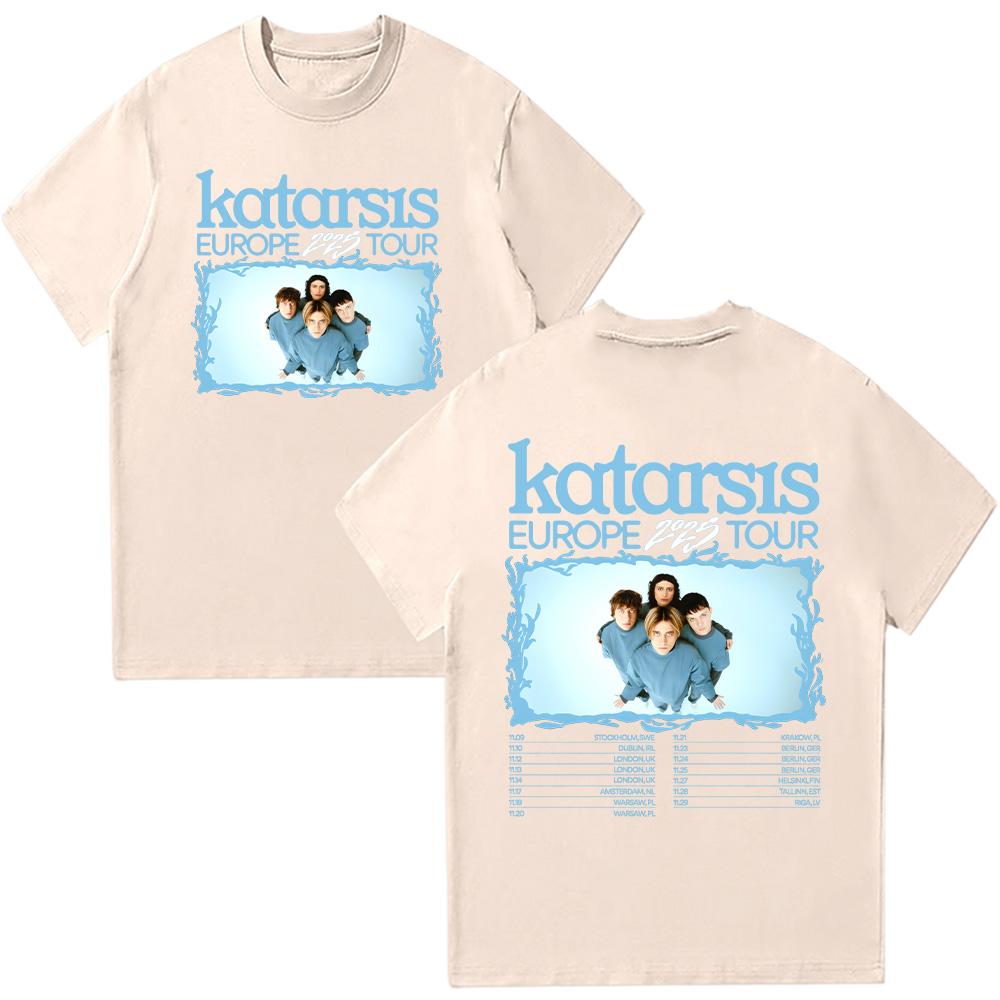 Katarsis Europe 2025 Tour Trička Katarsis Band Tričko Léto Čistá Bavlna Oblečení Ženy Muži Krátký Rukáv Y2K Ležérní Streetwear