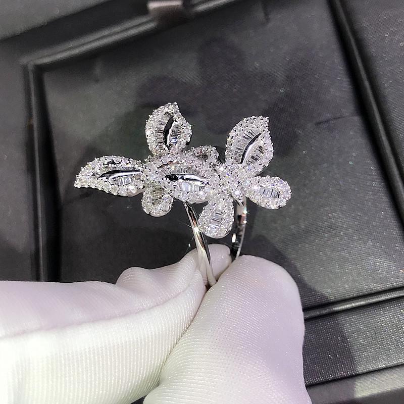 European and American Fashion Two Butterfly Square Rhinestone Ring