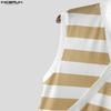 INCERUN Summer Men Stand Collar Sleeveless Striped Print Casual Tank Tops