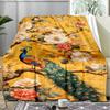 Peacock Flowers blanket Personalized Name Flannel Blanket Soft Cozy Plush Throw for Sofa Bed Lightweight Home Décor