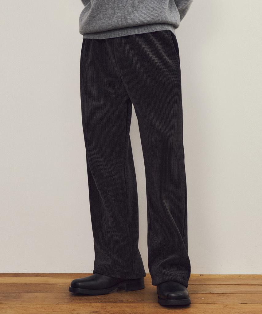 Wednesday Oasis Flannel Fleece Corduroy Pants_Black