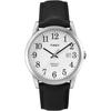 Timex Men's Easyreader Leather Strap 38mm Watch, Standard Black/Silver Tone/White.