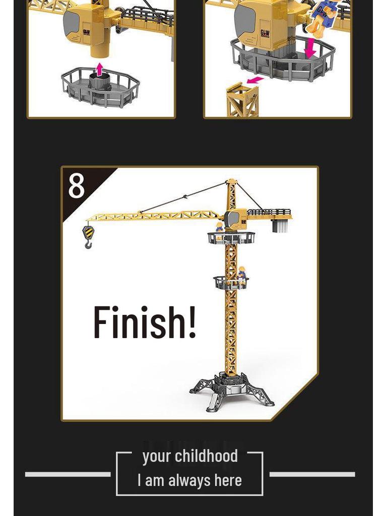 Free Shipping - Alloy Simulation Tower Crane Engineering Toy for Boys Ages 3-8