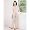 Elegant V-neck Shirt & Wide Leg Pants Set