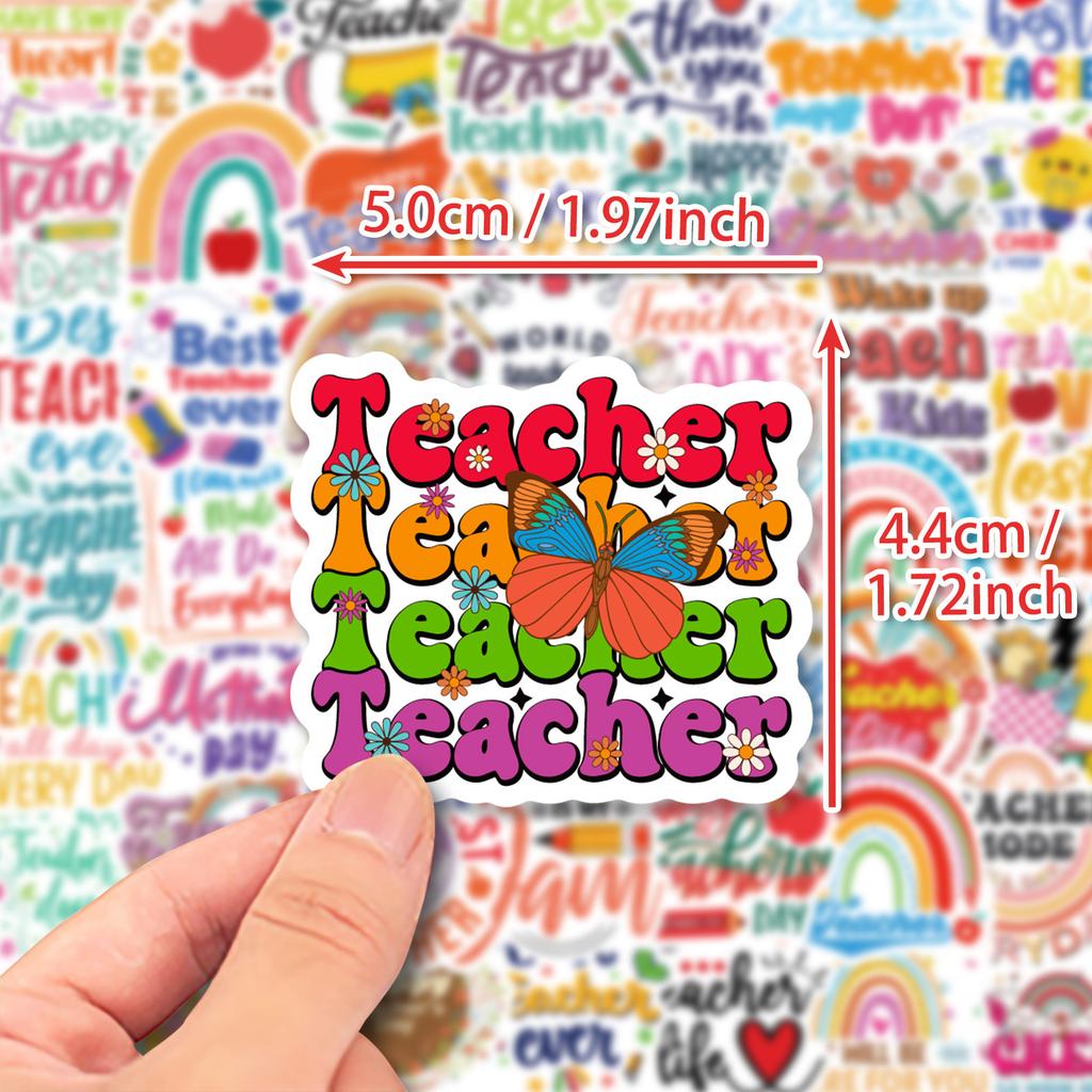 50 Teacher Stickers, English Short Sentences, Decorative Notebooks, Suitcases, Water Glasses, Stickers, Waterproof Stickers