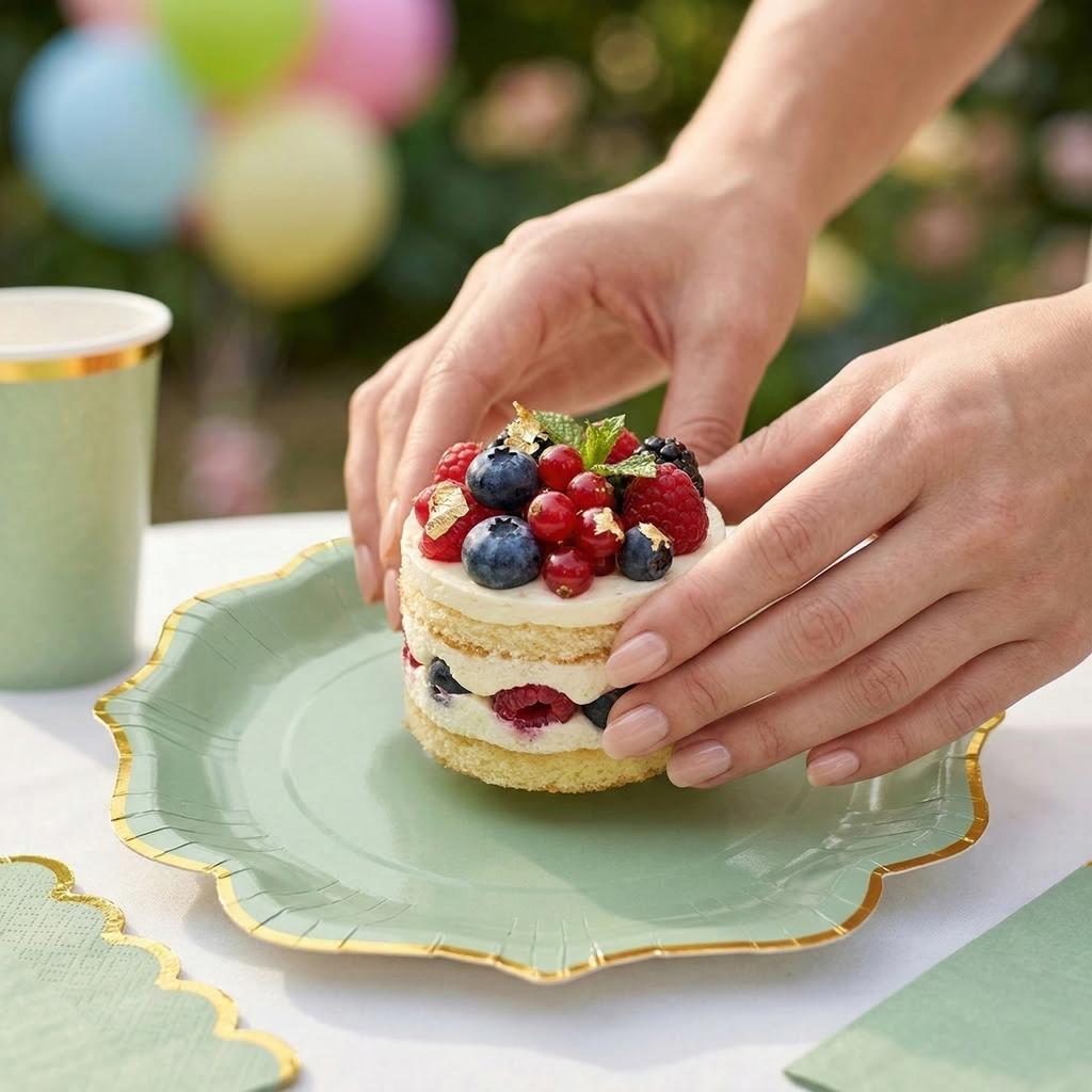 Green Gold Foiled Disposable Tableware Party Supplies Set