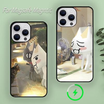 Niedliche Inoue Toro Katze Handyhülle für iPhone 15 14 13 12 11 Plus Pro Max Magsafe Magnetisches kabelloses Laden