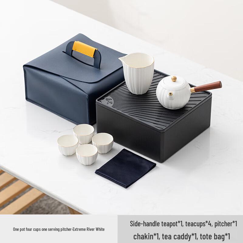 Portable Ceramic Tea Set with 4 Cups
