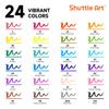 Shuttle Art Illustration Alcohol Twin Tip with Carrying Perfect for Coloring Art Adults Gift Markers, 24-Color Set, Brush-Type Markers, (Fine Tip),