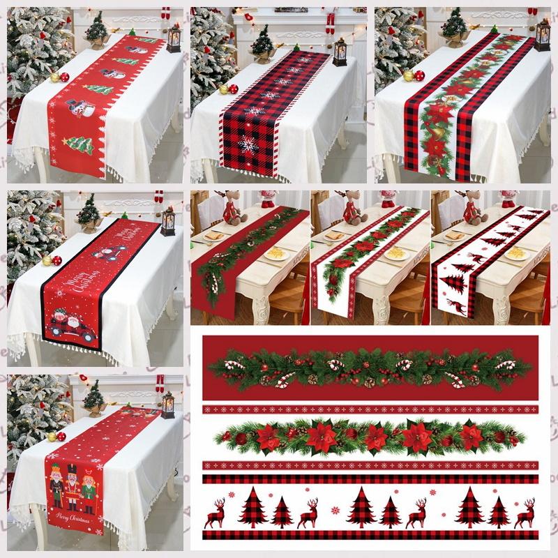 Christmas Table Runner Cloth Merry Christmas Decoration for Home 2024 Tablecloth Xmas Ornament Navidad Natal New Year Gift 2024