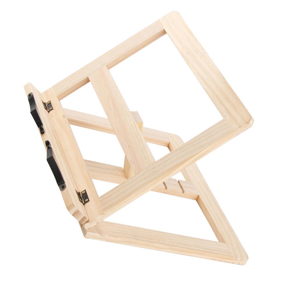 Wooden Book Stand Adjustable Book Holder Reading Stand Recipe Cookbook Holder for Kid Adult Home Iron Clip