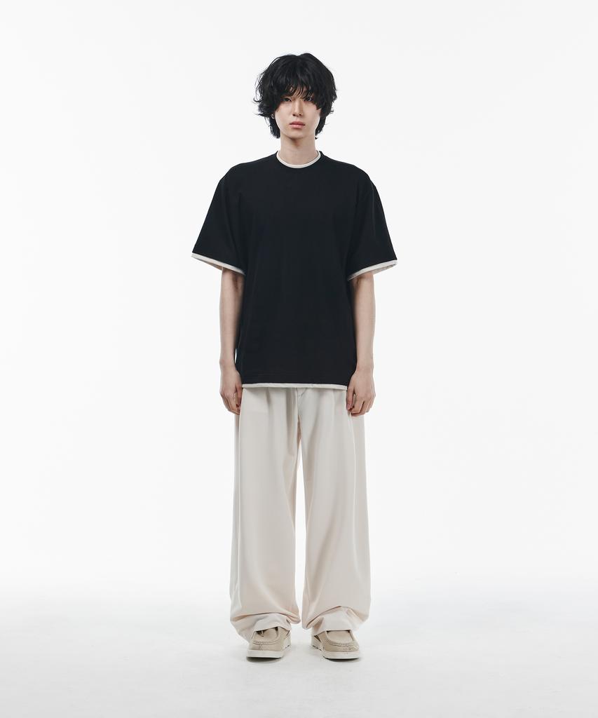 SIGNATURE [Summer Fabric Added] Double-Tuck Wide Slacks [Ivory]