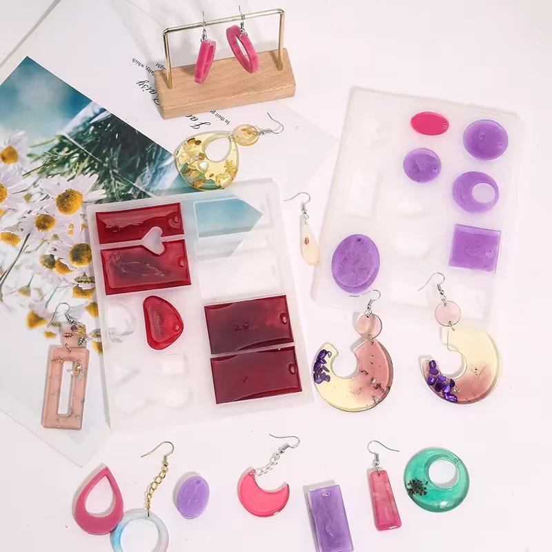 Outil Bricolage Moule en Silicone pour Boucles d'Oreilles Pendentif - Moule de Fabrication de Bijoux faits main Compatible Résine Époxy UV