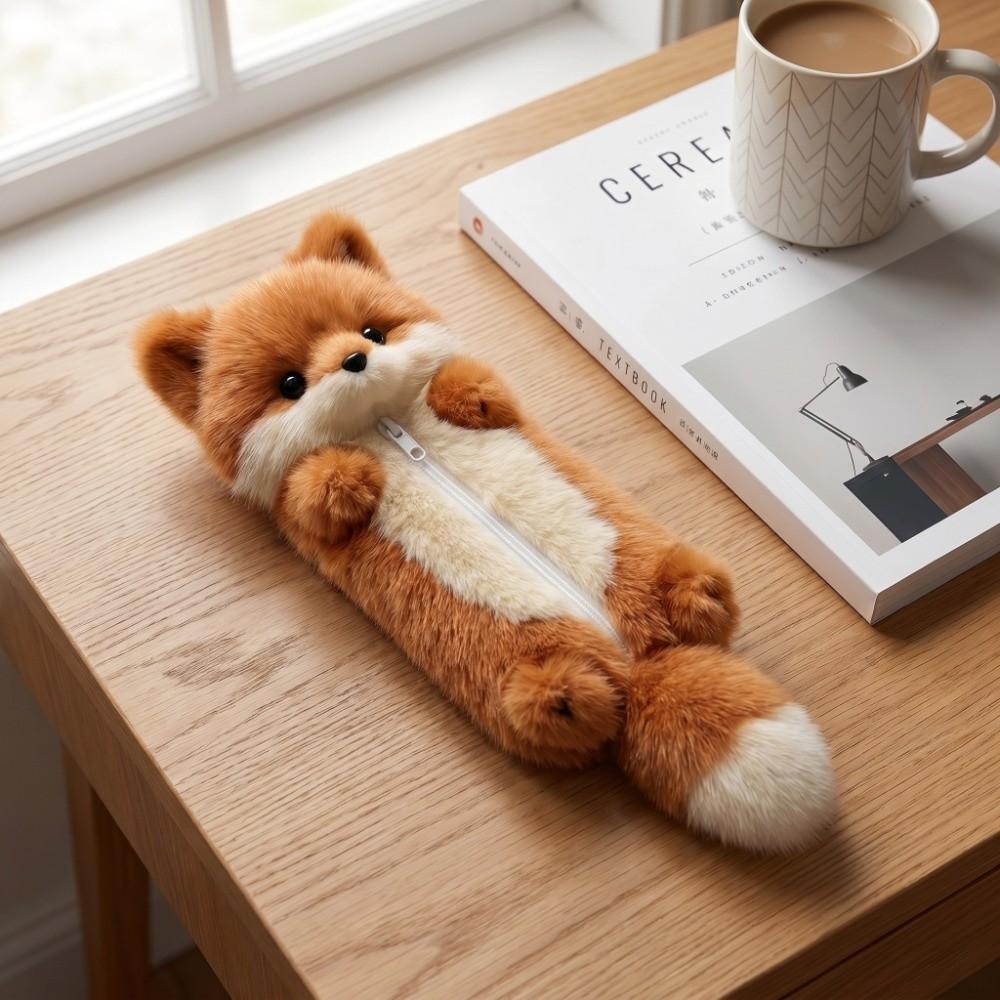 Zipper Closure Cartoon Plush Pencil Pouch Cute Personalized Stationery Buggy Bag School Supplies