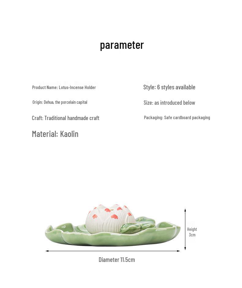 New Ceramic Lotus Incense Holder with Frog Ornament In Fresh Colors