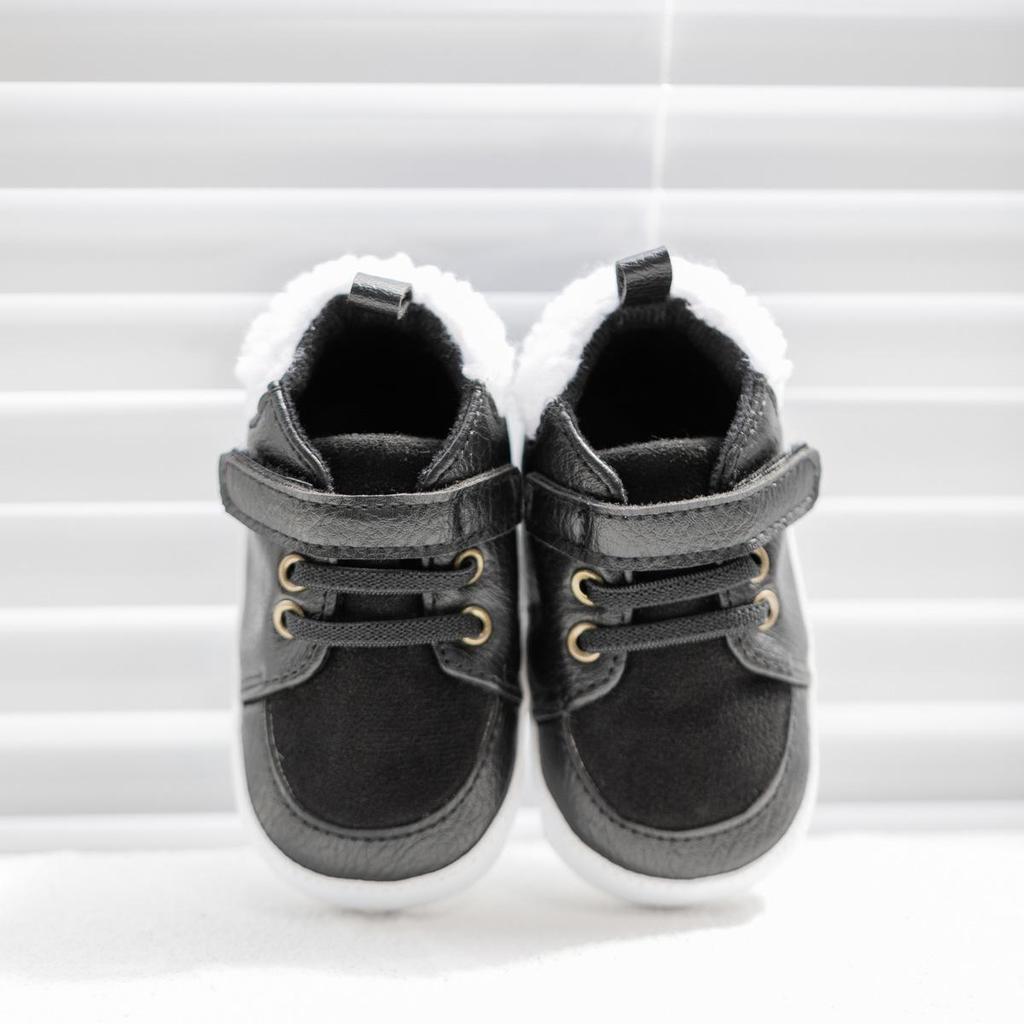 Winter Autumn Boys' Cozy Cotton Shoes - Solid Color, Plus Velvet, Soft Sole Baby Shoes