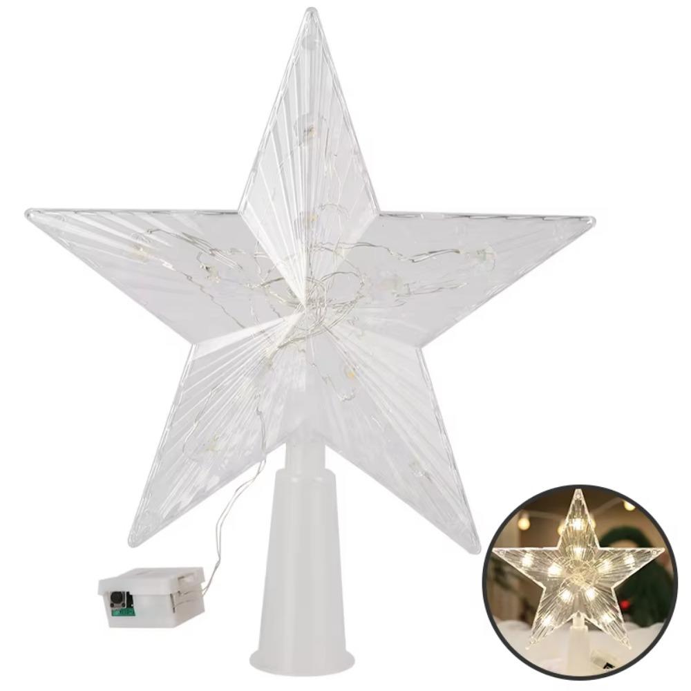 Lighted LED Lighted Star Transparent Christmas Treetop Light Xmas Light Ornaments  Holiday