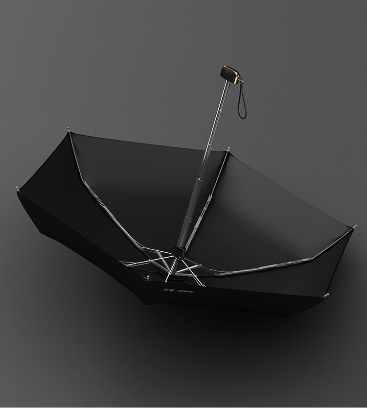 Guarda-chuva Feminino OLYCAT: Uso Duplo, Proteção UV, Portátil, Design Compacto Dobrável em Cinco Partes para Sol e Chuva com Revestimento Preto.