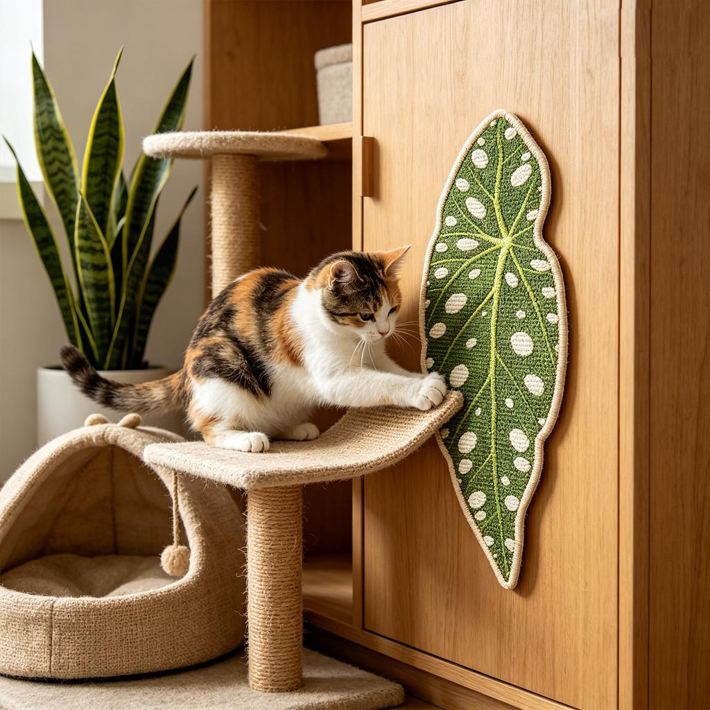Natural Fiber Sisal Cat Scratching Pad Leaf Shape Durable Eco Friendly Material Cat Claw Protection Mat for Indoor Use