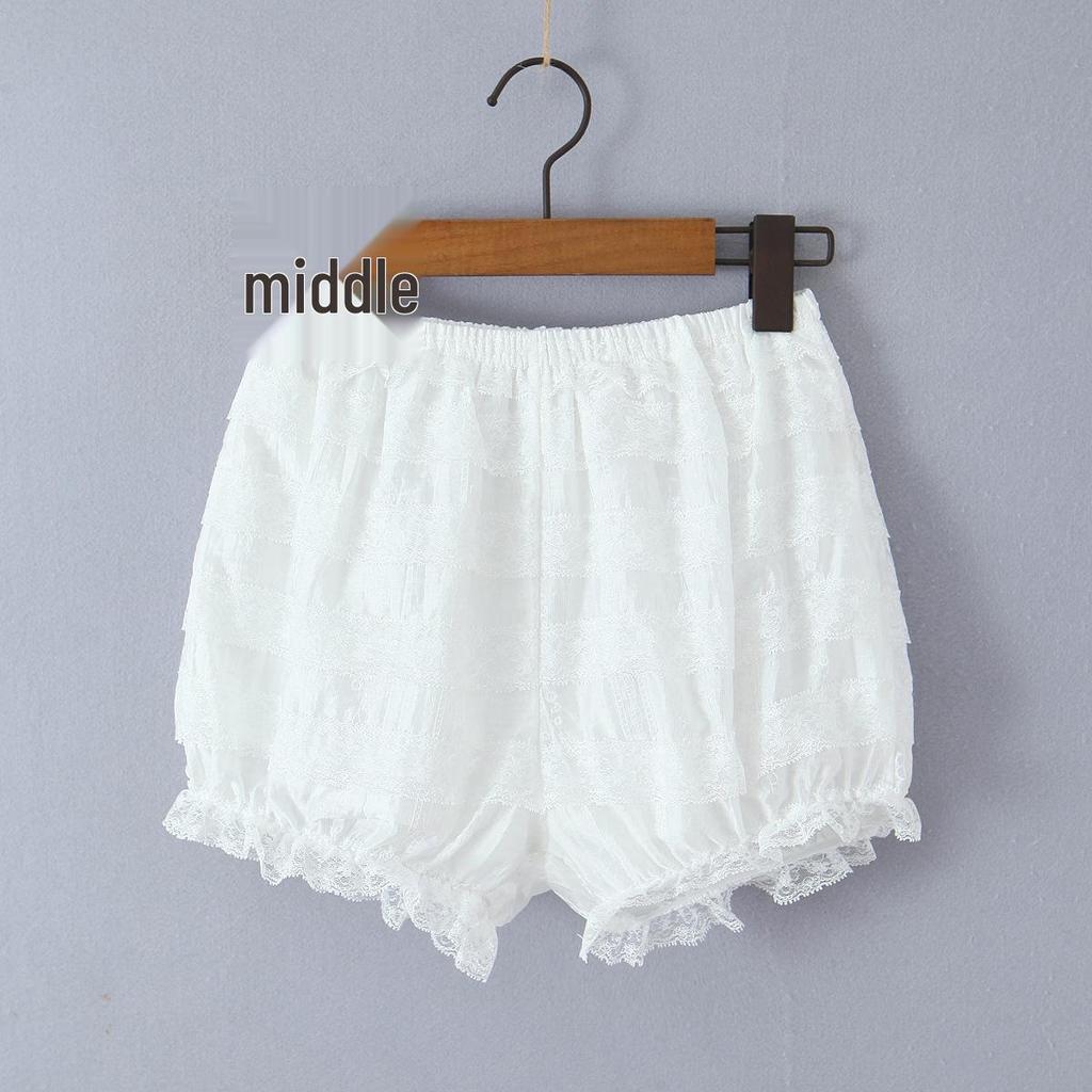 2026 Summer Fashion: European & American Casual Lace Ruffle Shirring Waist + Layered Shorts Women C27735