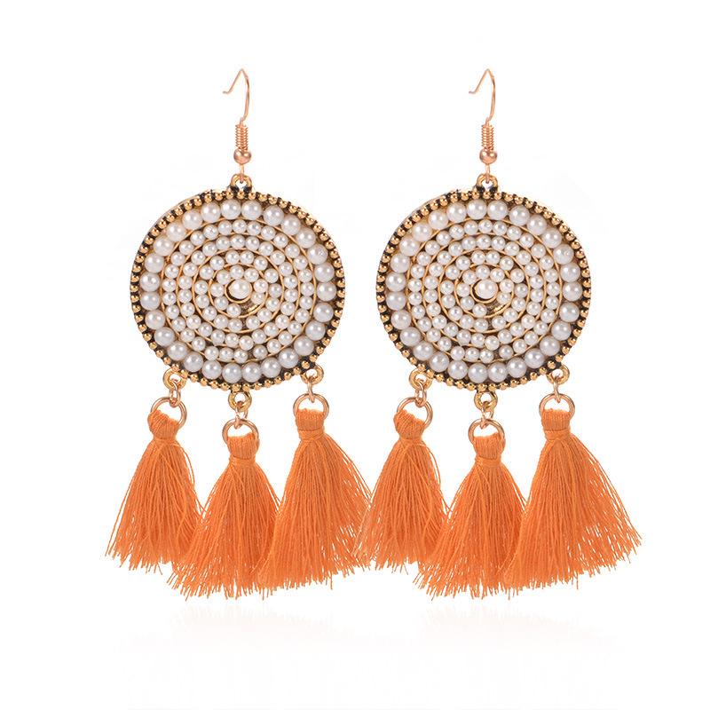 

Женские богемные ретро серьги-капли с кисточками ручной работы one size