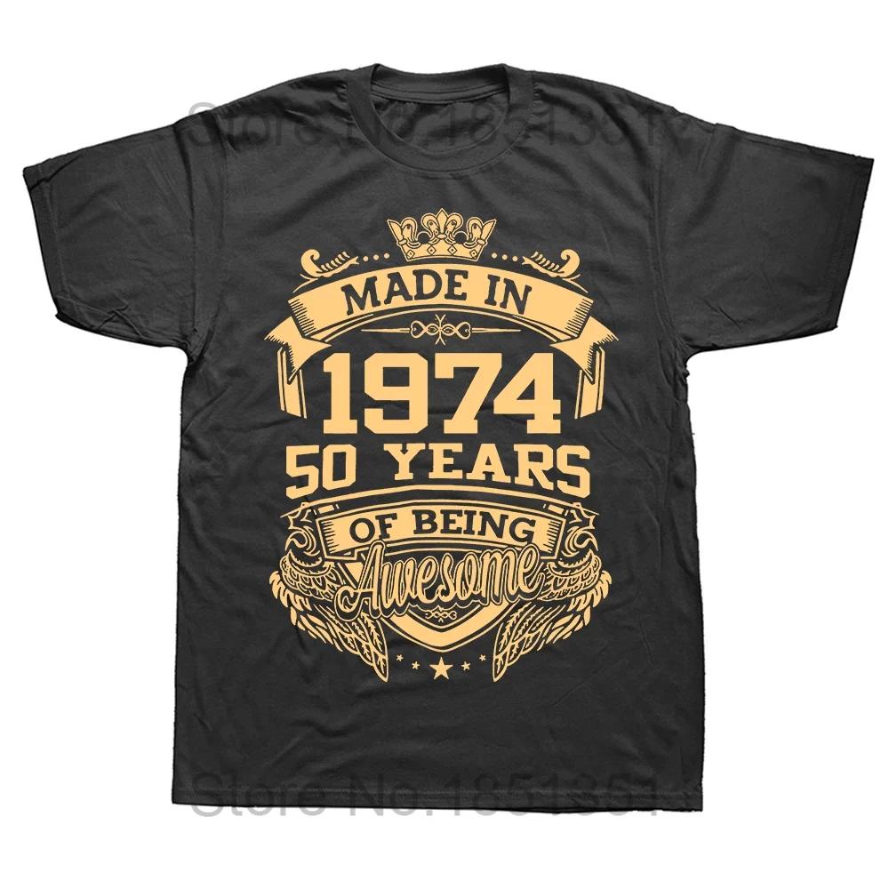Unisex 50 år gammel Vintage 1974 50-års bursdag Unisex T-skjorte for kvinner Kone Ektemann B-Day Presents Ordtak Sitat Grafisk T-skjorte