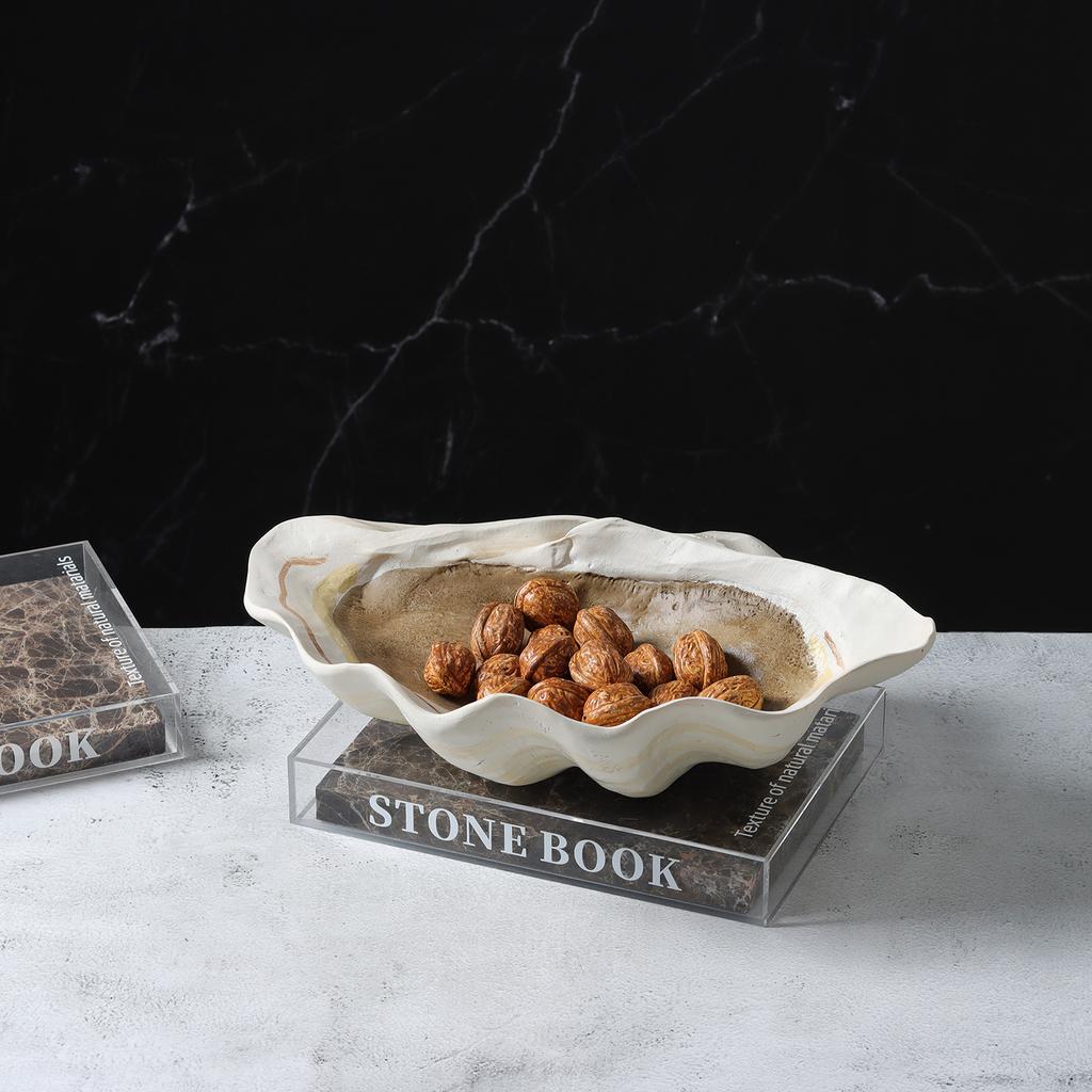 Harz-Handwerk Nachgebildete Muschel Obstschale Schreibtisch-Aufbewahrungsbehälter Schmuckschatulle Muschelschalen-Tablett Heimdekoration