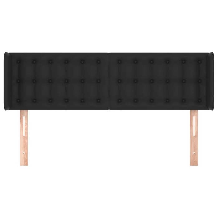 Tête de lit - MAISON EXCLUSIVE - Modèle avec oreilles 147x16x78/88 cm - Similicuir noir - Hauteur réglable - Pieds bois