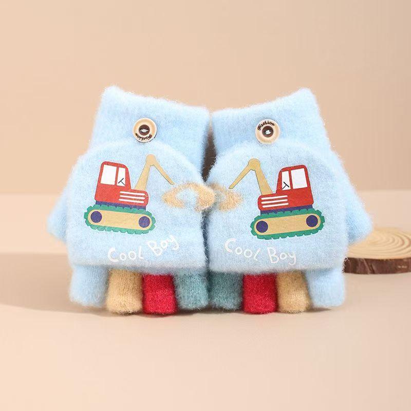 

Зимние детские милые перчатки Digger Half-finger Flip вязаные плюшевые утепленные перчатки для студентов и студентов мужского и женского пола осенние полувязаные перчатки One size