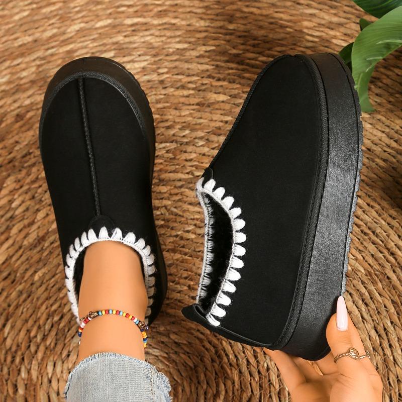 Fashion Autumn and Winter Warm Snow Boots for Women 2025 Fleece Large Cotton Shoes Versatile Platform Bread Cotton Boots
