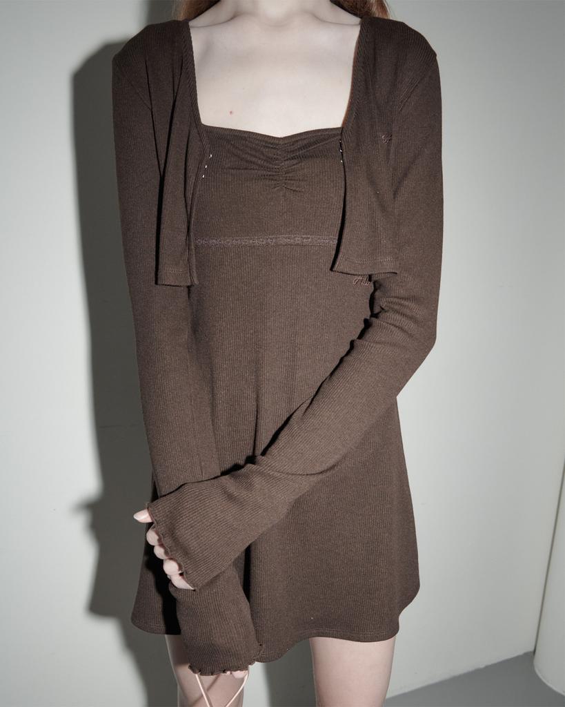 Hety Ellen Babydoll Dress (Brown)