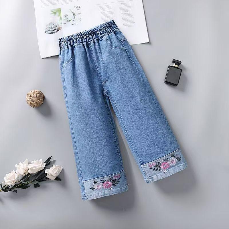 Trendy Girls' Wide-Leg Jeans - Spring & Autumn Fashion for Kids