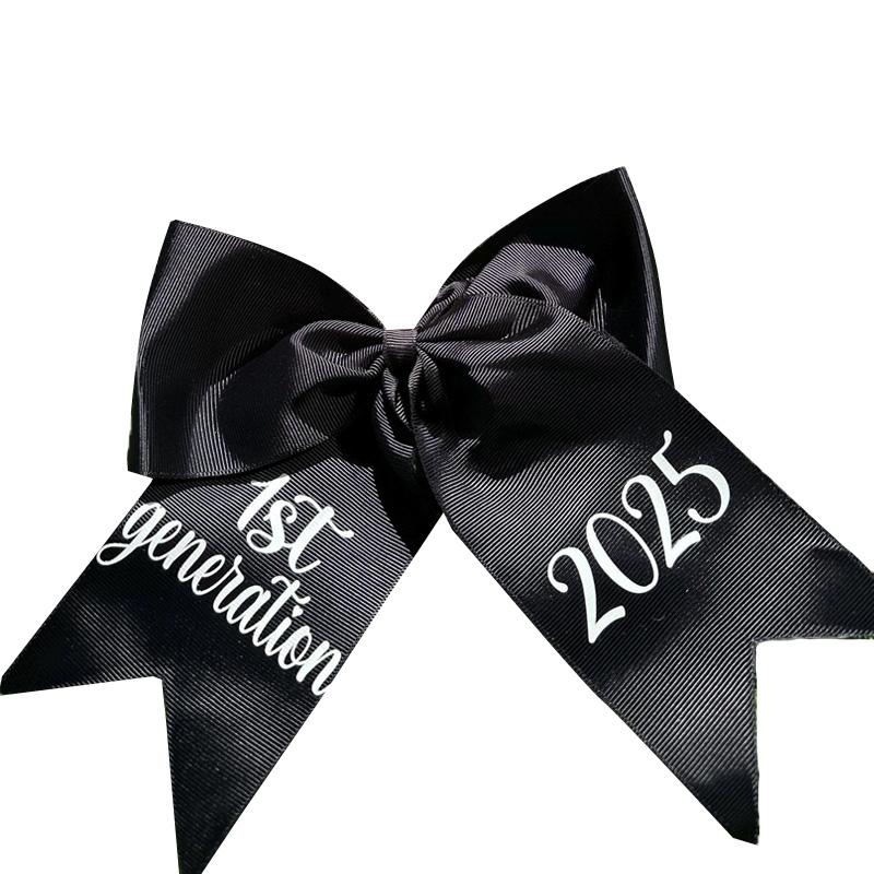 

1Pc Class of 2025 Ins Style Polyester Fiber Solid Color Graduate Cool Black Bow Hair Clip School Decoration