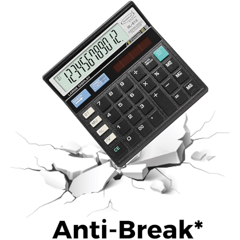 Bambalio Bl-512B 12 Digit Large Display 112 Steps Check & Correct Electronic Calculator, 3 Years Warranty