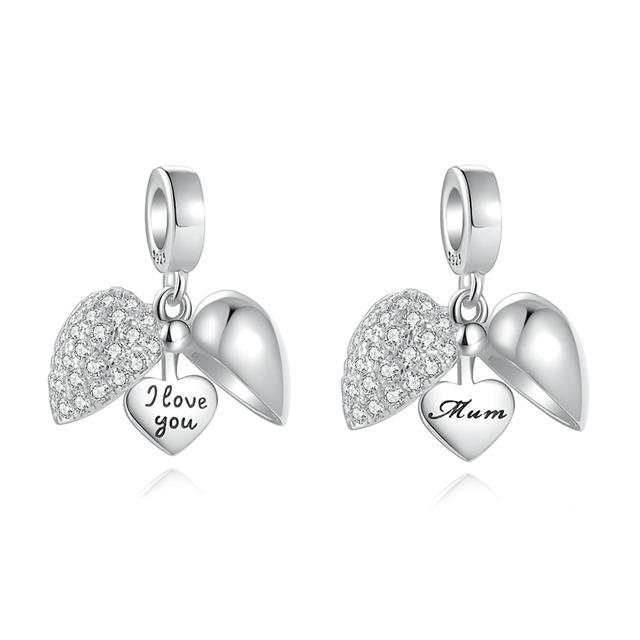 Summer New Open Heart I Love You Nan Dad Diy Bead Fit Original Charms Silver 925 Bracelet Jewelry Women Acessories