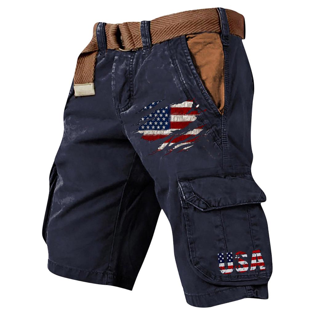 Men's Summer Printed Outdoor Shorts Men's Loose Multi-Pocket Shorts