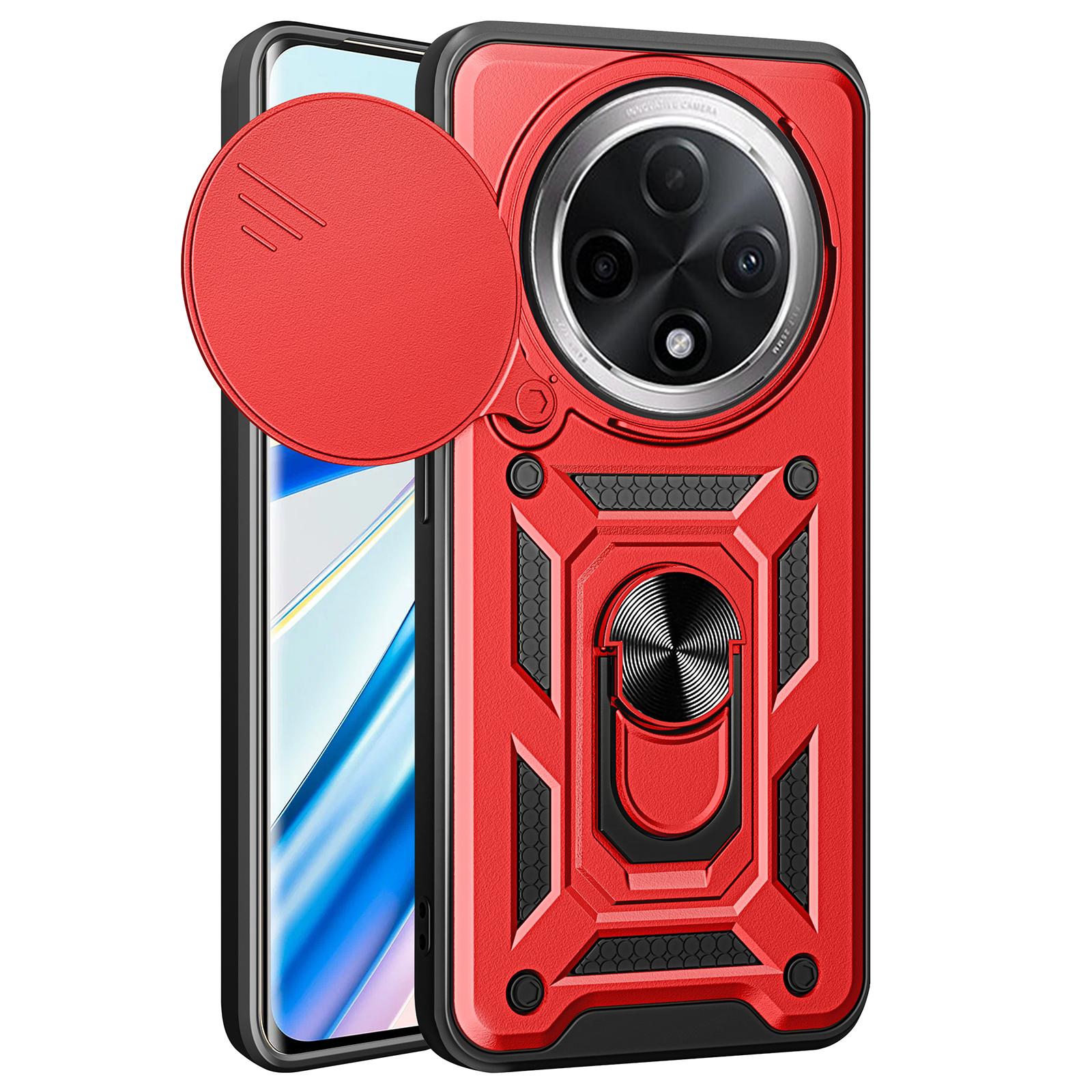 

For Oppo F27 Pro 5G/F27 Pro+ 5G Case with Slide Camera Lid PC+TPU Kickstand Phone Cover Red