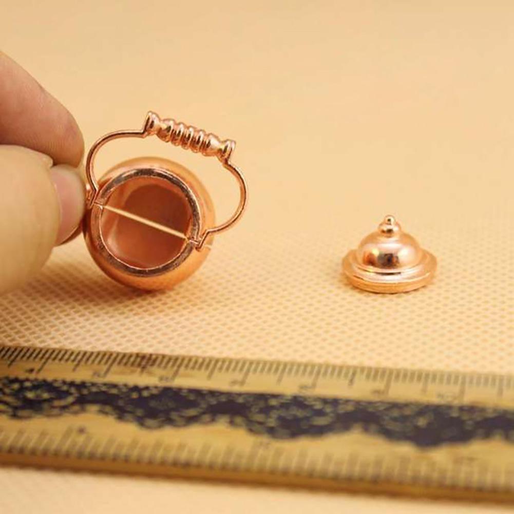 Retro miniaturní rychlovarná konvice Hračka s otevřeným víkem 1/12 Domeček pro panenky Pohádkové domácí dekorace