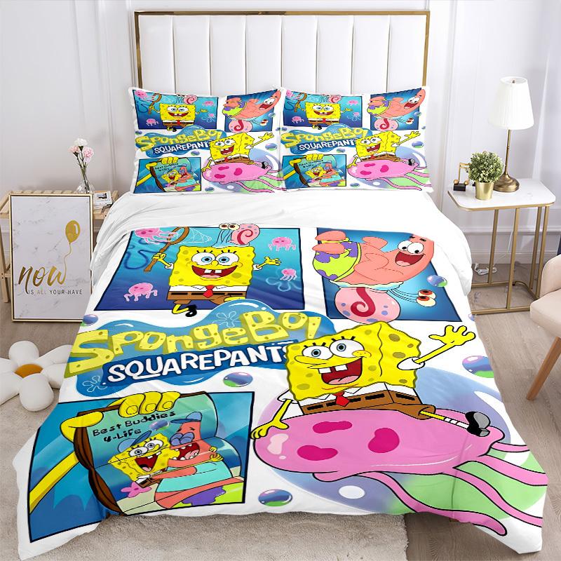 3pcs SpongeBob Bedding Set: Perfect for Bedroom or Guest Room. Soft and Comfortable with No Core Included Yy251010129