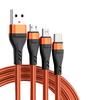 100W 6A 3-IN-1 USB Cable Fast Charging Cable Multi Charging Cord USB Cord Adapter Braided Wire For Mobile Phone Tablet Laptop
